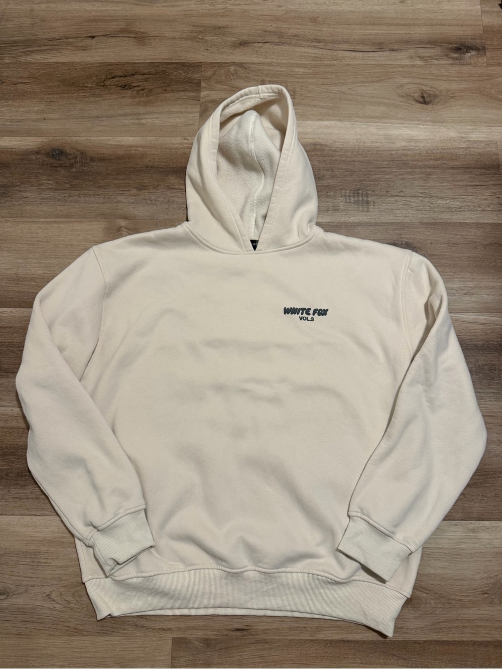 White Fox Boutique Vol 3 Oversized Hoodie Size L/XL Cream Preppy Classic